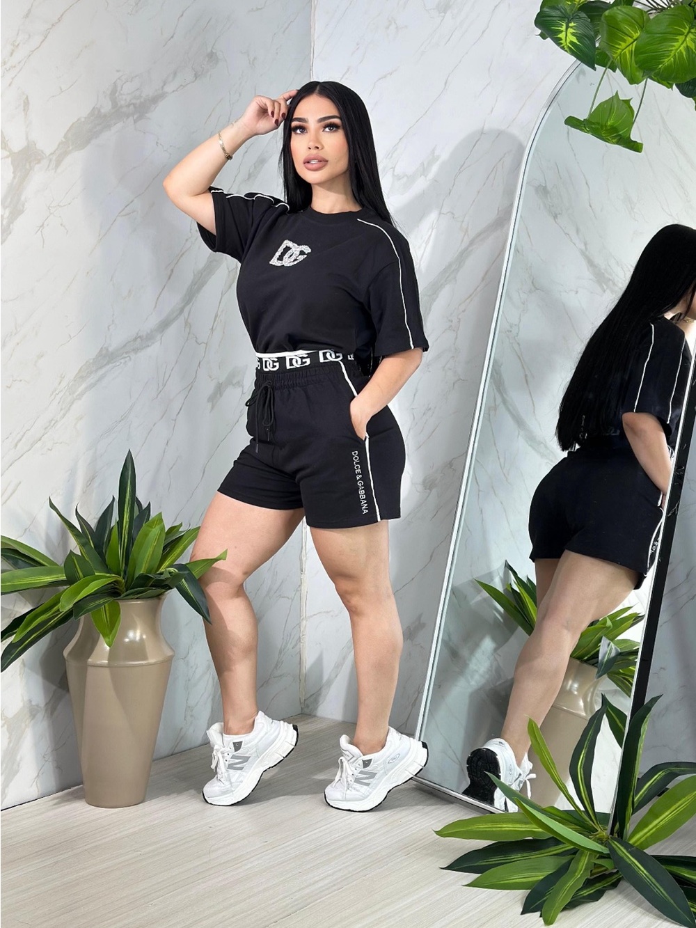 Black Athletic Logo-Trim High-Rise Shorts